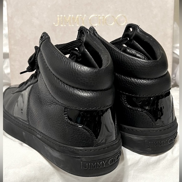 Jimmy Choo Belgravi Black High Top Sneakers Size 43 US Size 10 - Picture 3 of 8